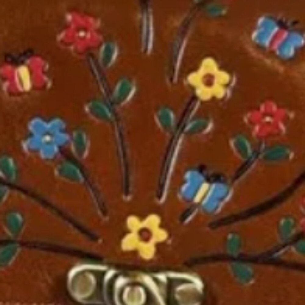Patricia Nash Leandra Crossbody Bag Hand Painted Tooled Leather Saddle Bag Purse